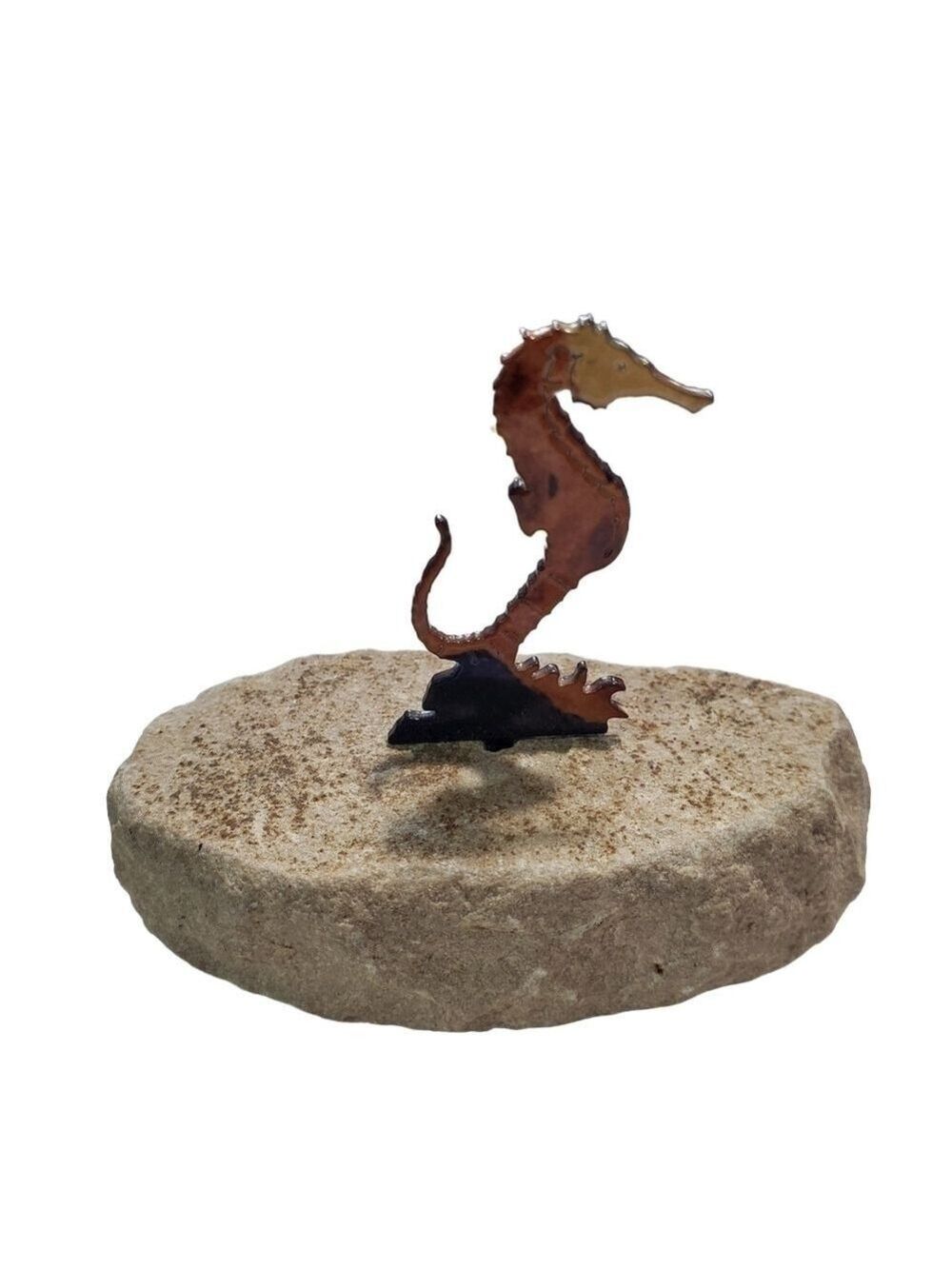Seahorse paperweight decor metal and stone 3" beach theme nautical